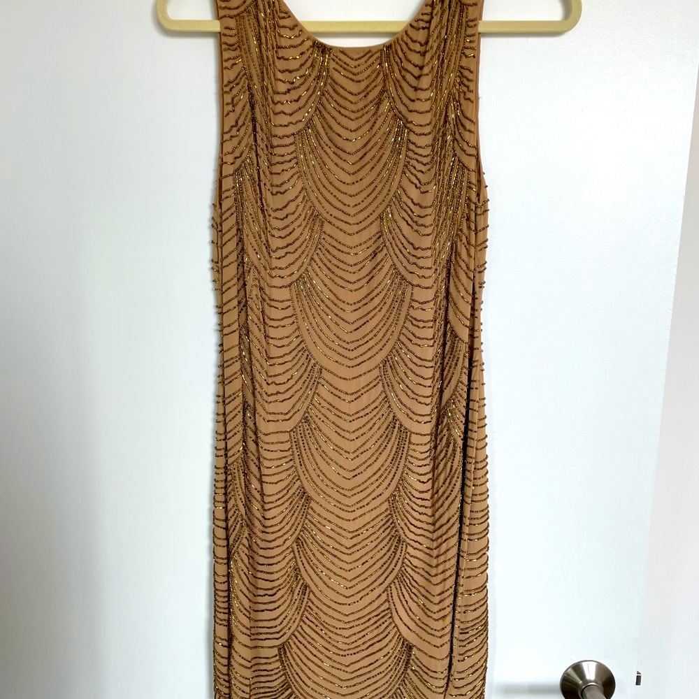 Alice + Olivia gold sequin shift dress